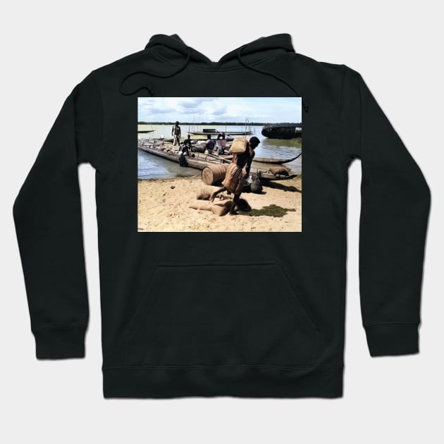 colorized vintage photo of suriname beach Hoodie by In Memory of Jerry Frank